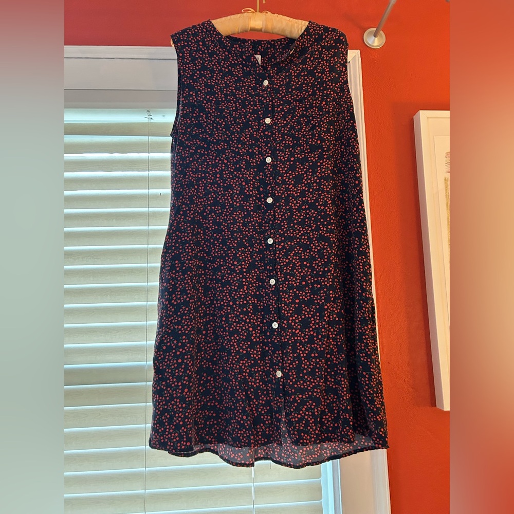 Gap navy sleeveless dress with cherry print